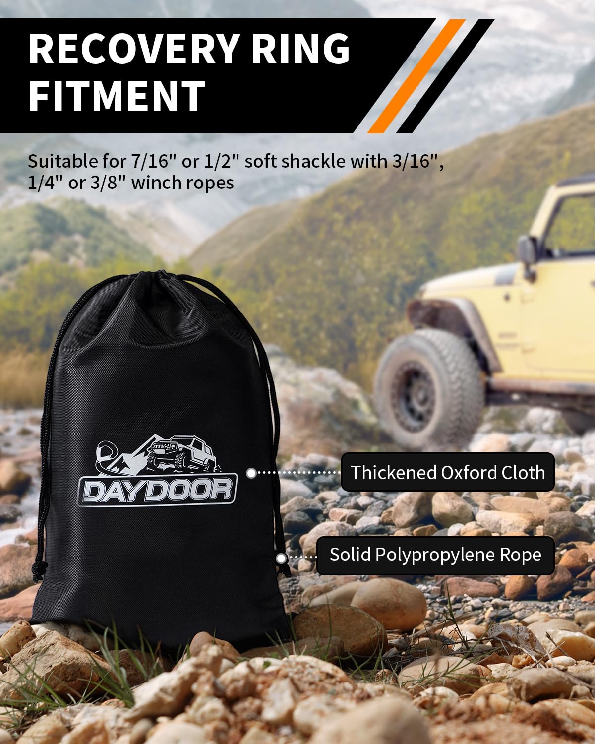 DAYDOOR - Kit de anillo de recuperación de grillete suave sintético.
