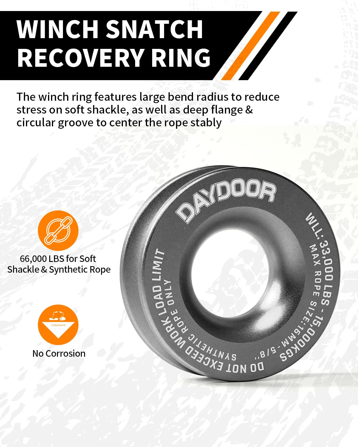 DAYDOOR - Kit de anillo de recuperación de grillete suave sintético.