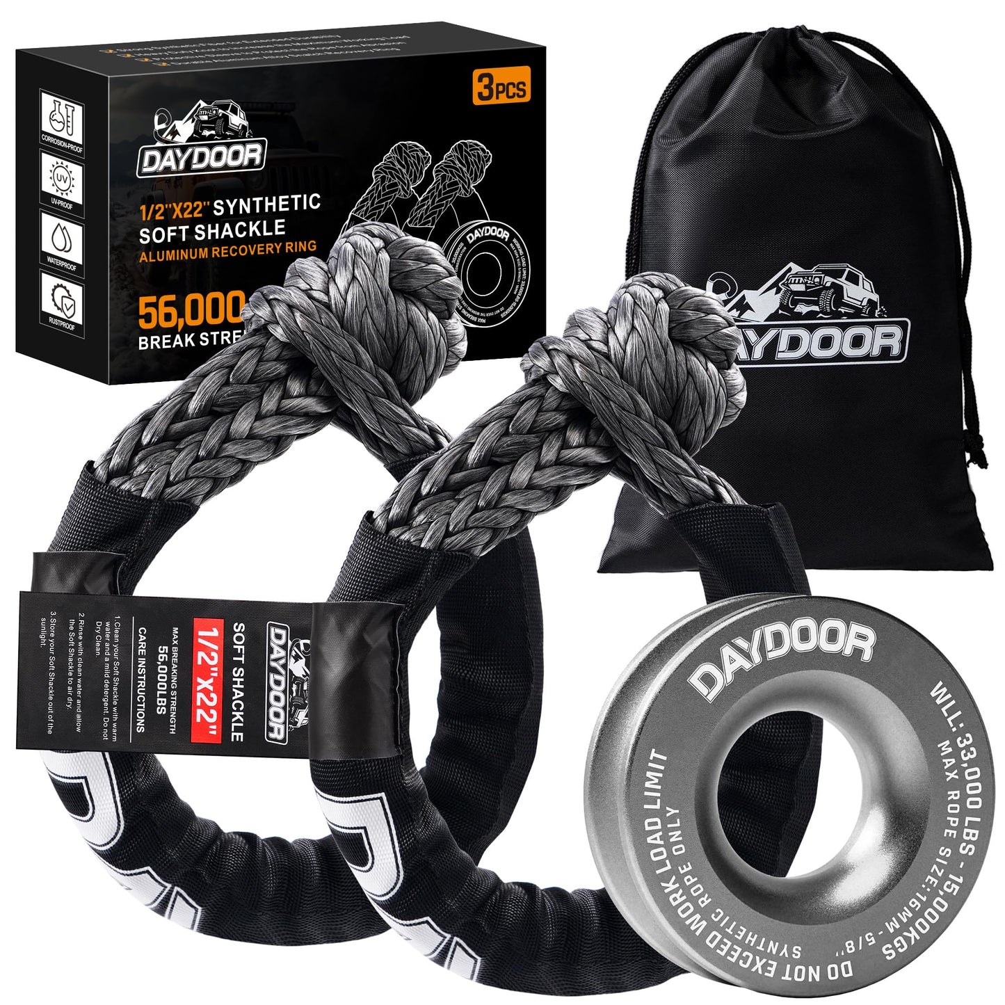 DAYDOOR - Kit de anillo de recuperación de grillete suave sintético.
